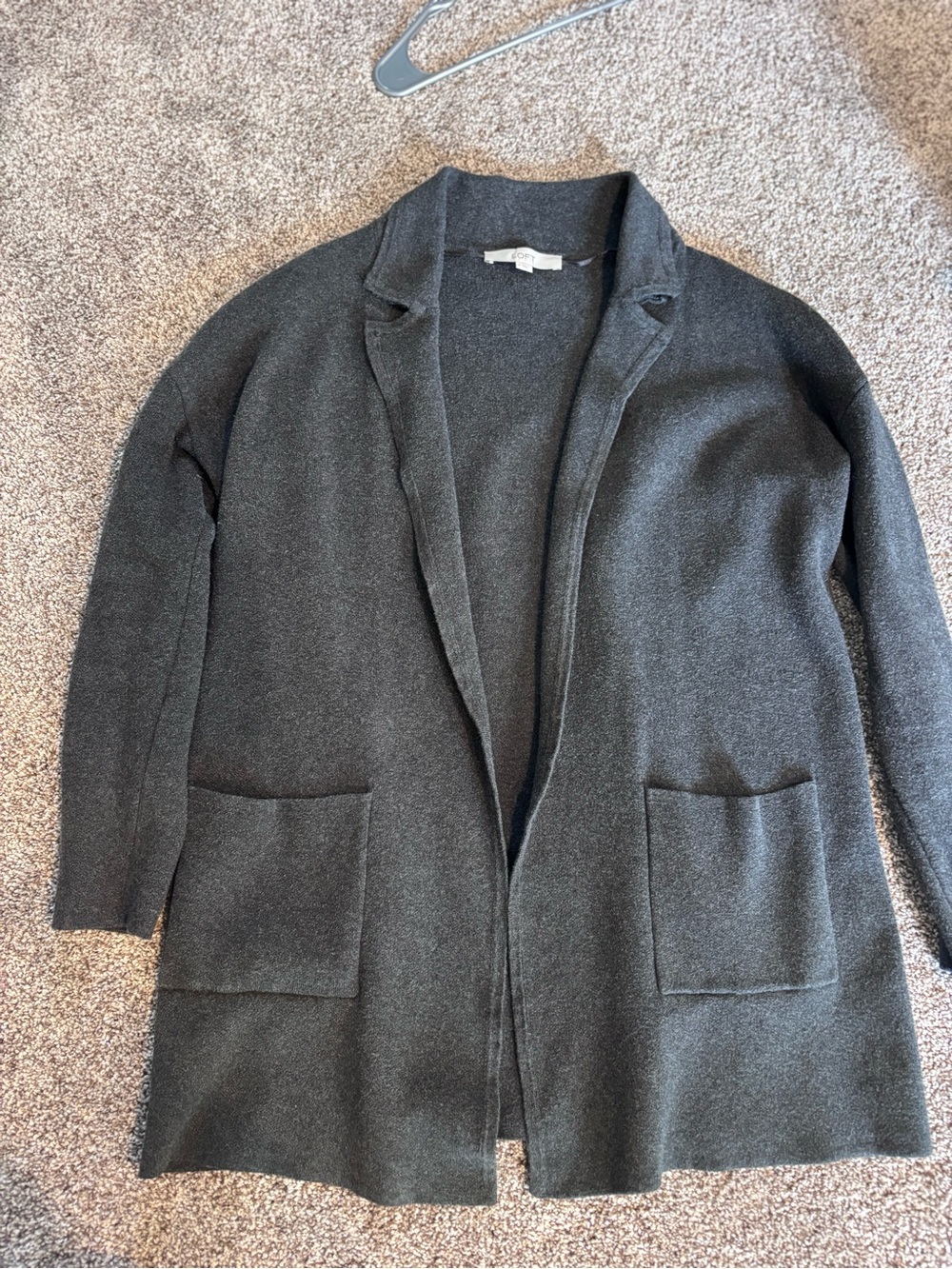LOFT Charcoal Open-Front Blazer Cardigan